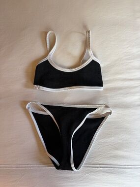 Hunza G Black & White Two-Piece Bikini Set